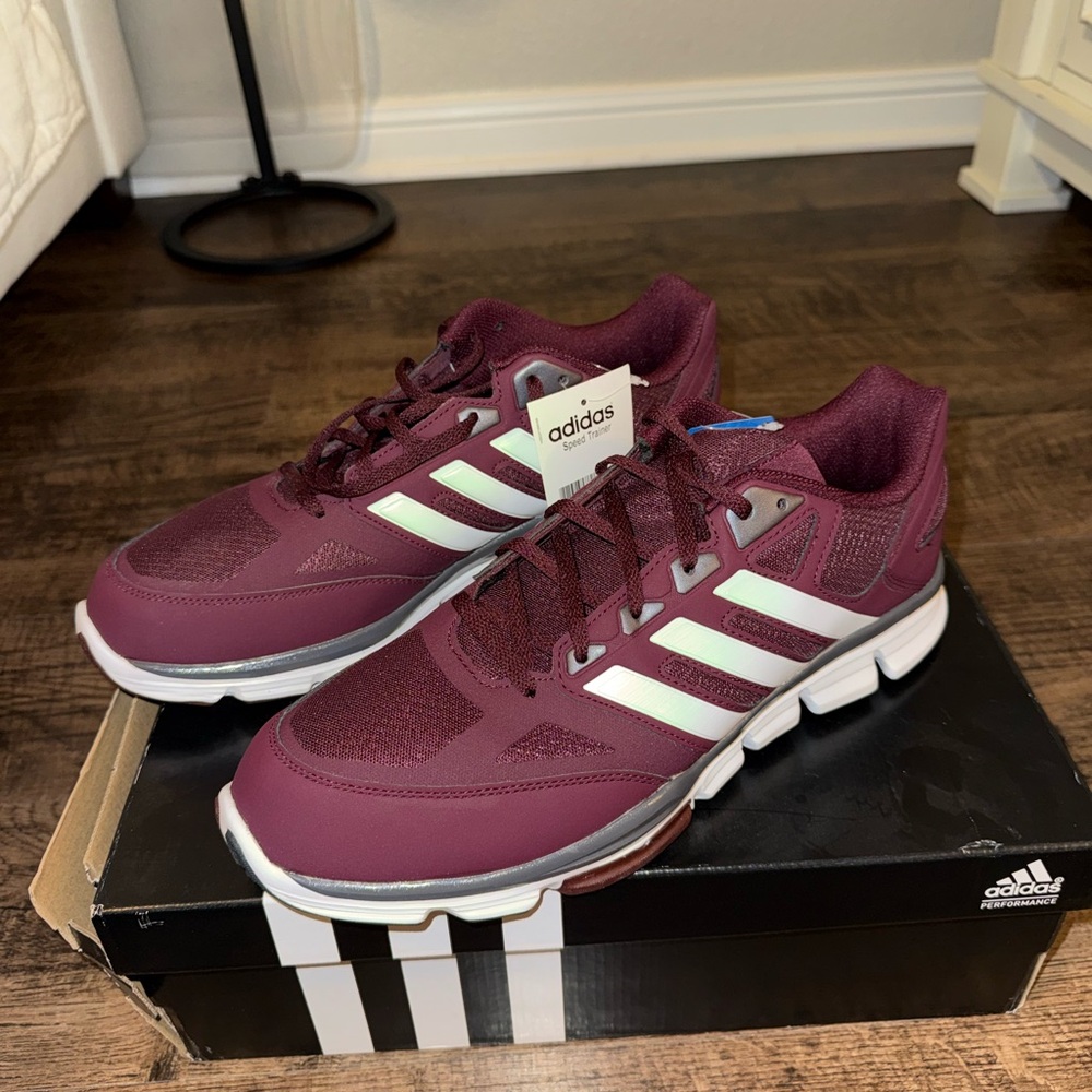 Adidas Maroon Speed Trainer Shoes with White Accents